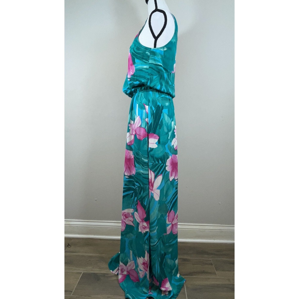 Show Me Your Mumu Kendall Maxi Hanalei Dream Green Blue Palm Floral Dress Med